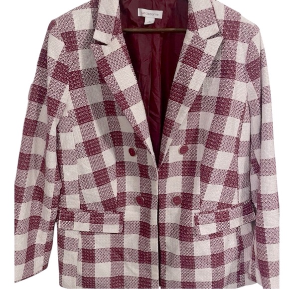Liz Claiborne / Checkered Blazer in Burgundy and White - Picture 1 of 3